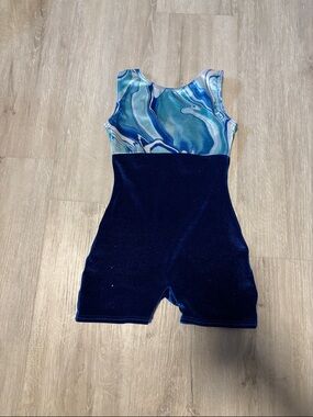 Mondor Girls Blue Marble and‎ Navy Dance Leotard Romper